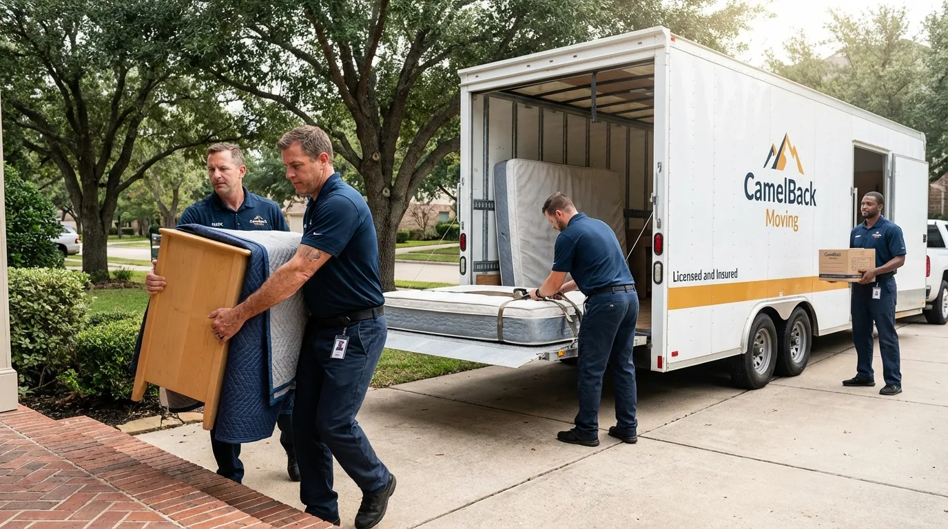Crew loading residential truck for cross-state move from Hysham, MT