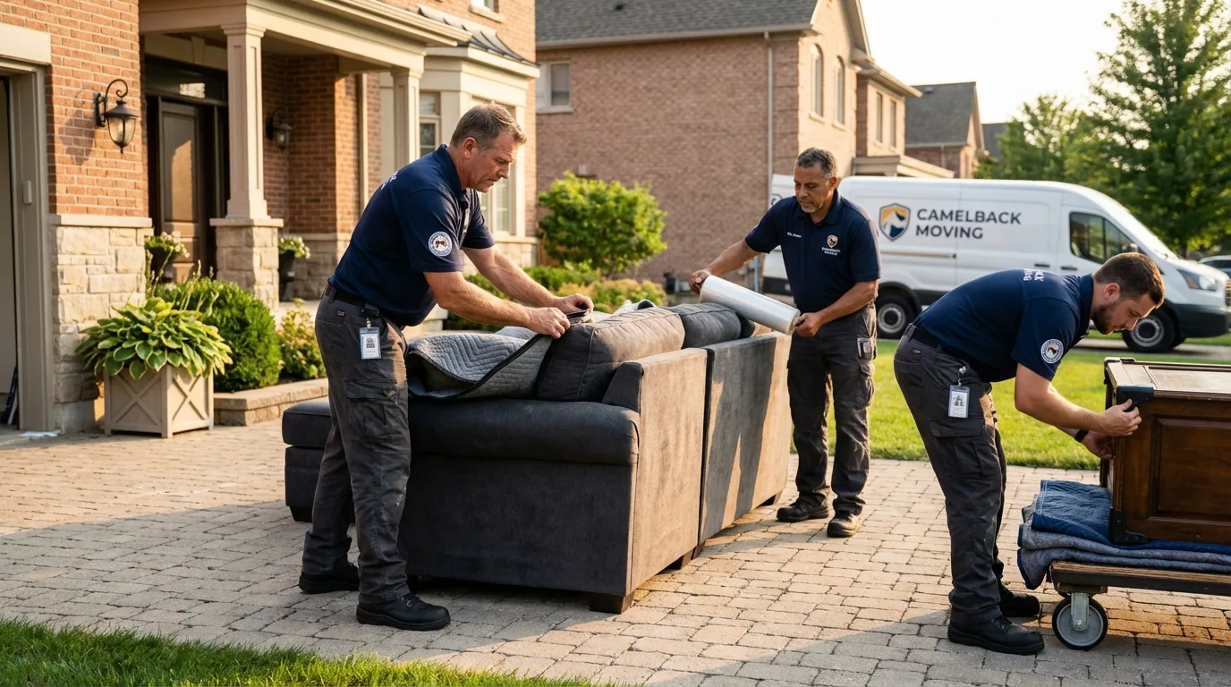 Large estate moving crew wrapping furniture in Hysham, MT